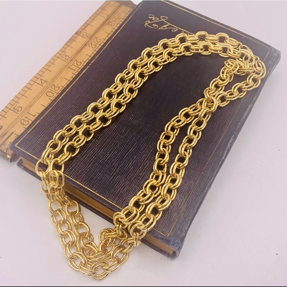 Long 35” vintage gold chain necklace new old stock double link - Picture 3 of 11